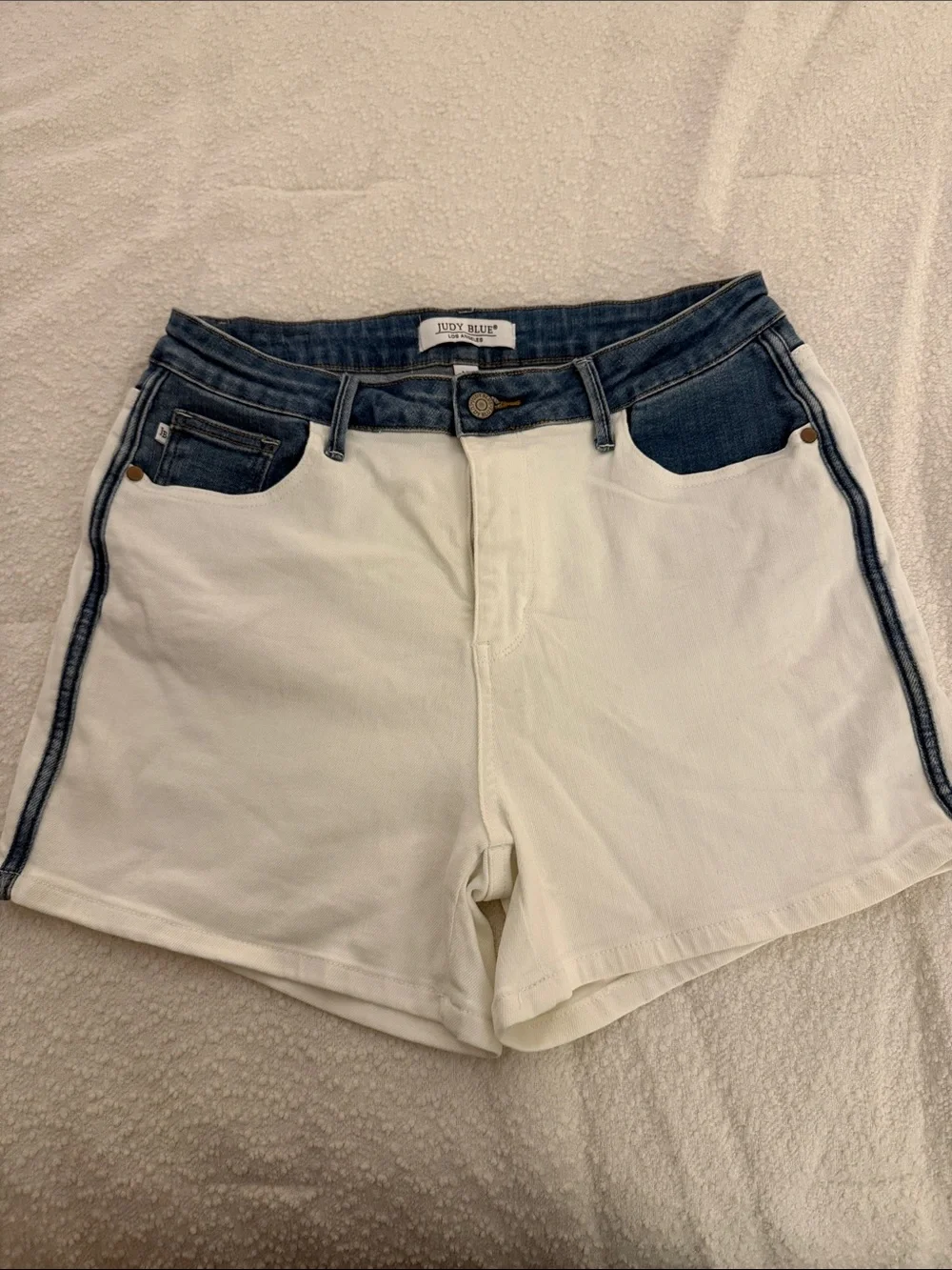 Judy Blue white and denim shorts